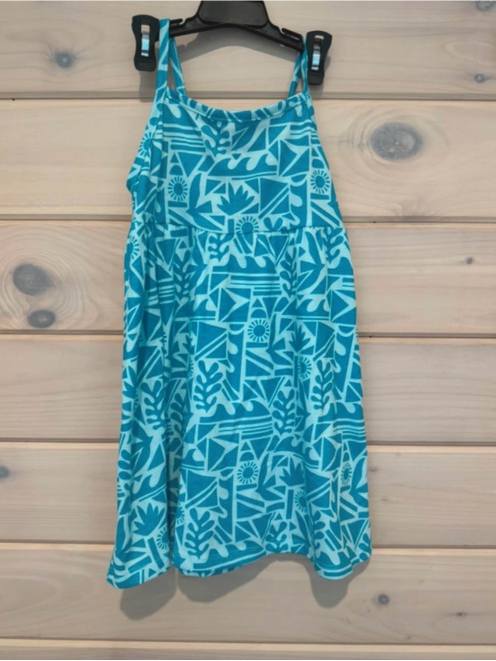 Girls 4T' Teal Geometric Sundress - Casual Dreas. NWOT